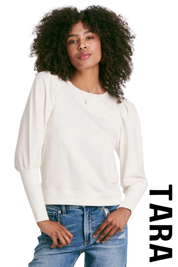 TARA PUFFY LONG SLEEVE SWEATSHIRT SEA SALT