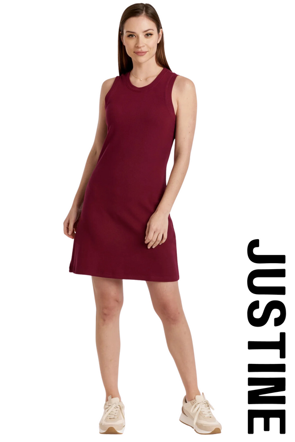 JUSTINE RIBBED DRESS COMPOTE