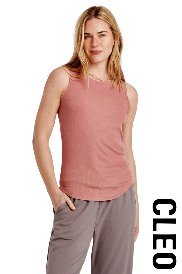 CLEO RIBBED TANK WOODROSE