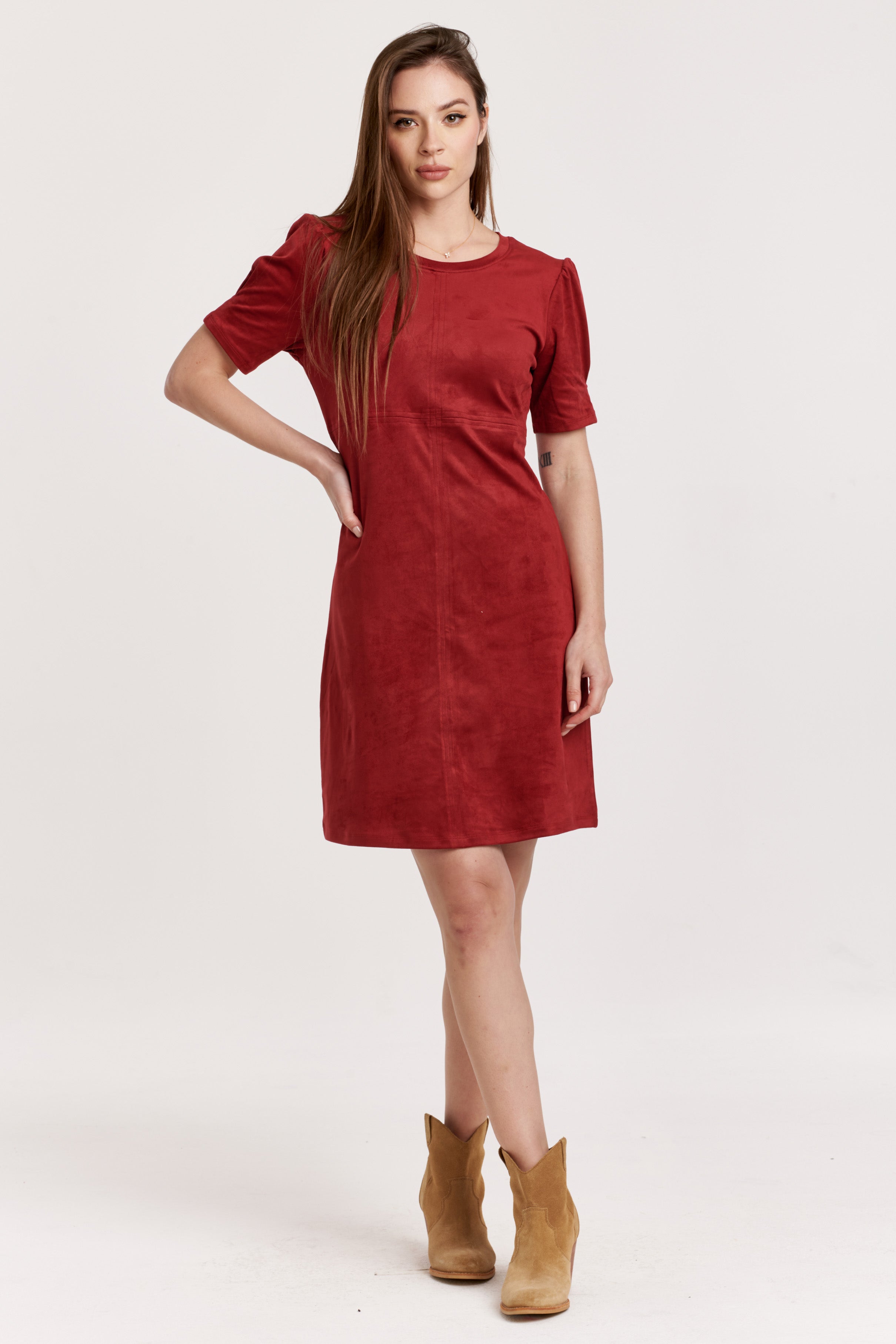 demi-suede-short-sleeve-dress-ruby-pink