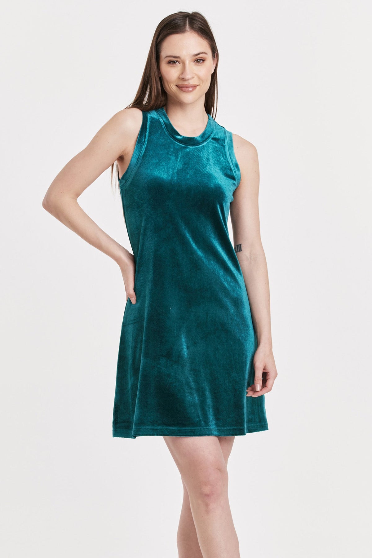 justine-high-neck-sleeveless-swing-dress-clover-velvet