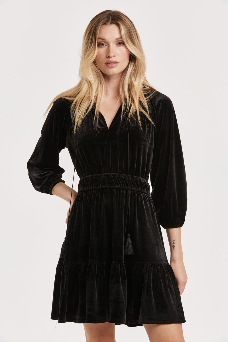 gillian-tiered-long-sleeve-dress-with-elastic-waist-black