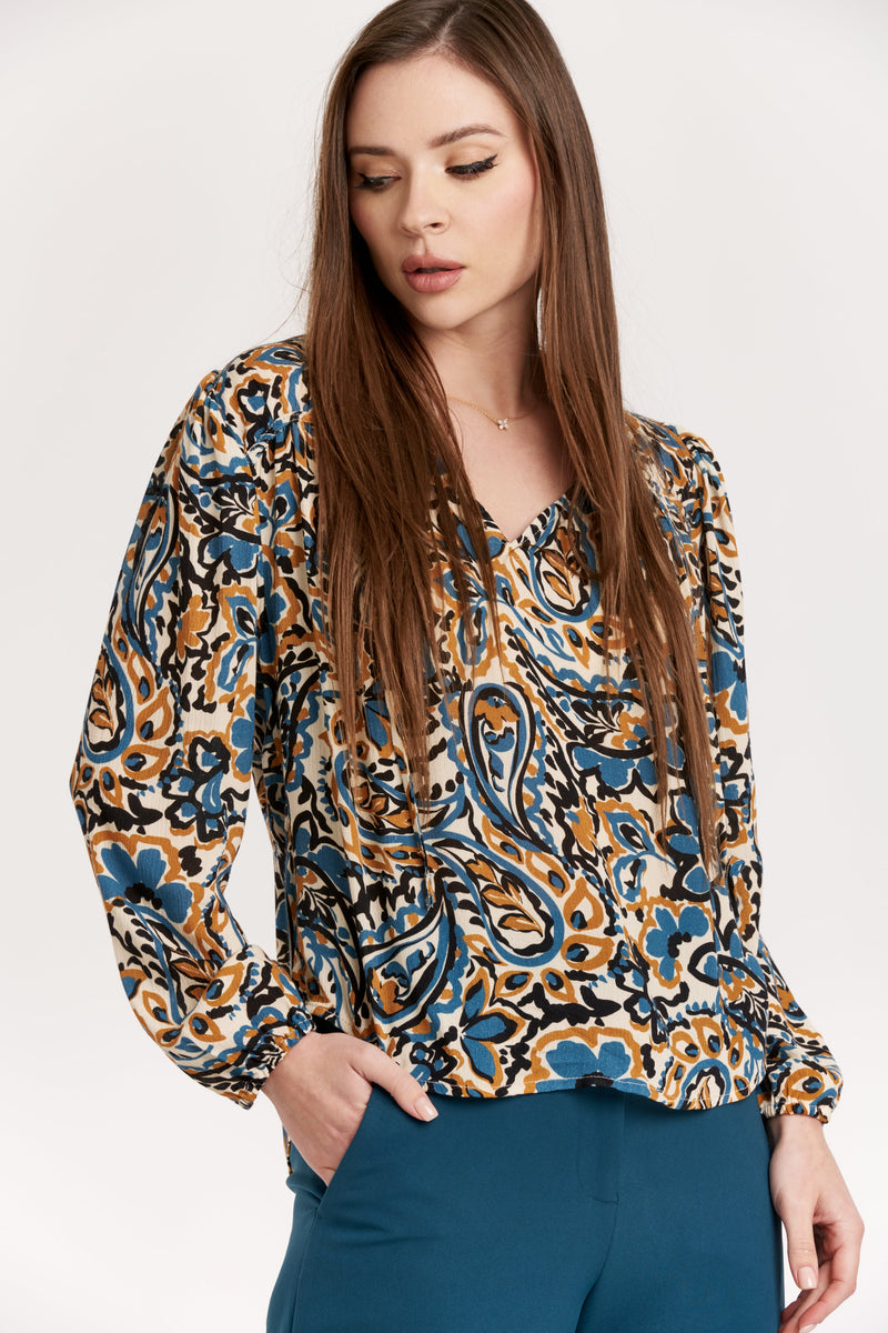 yelena-3/4-sleeve-top-autumnal-paisley