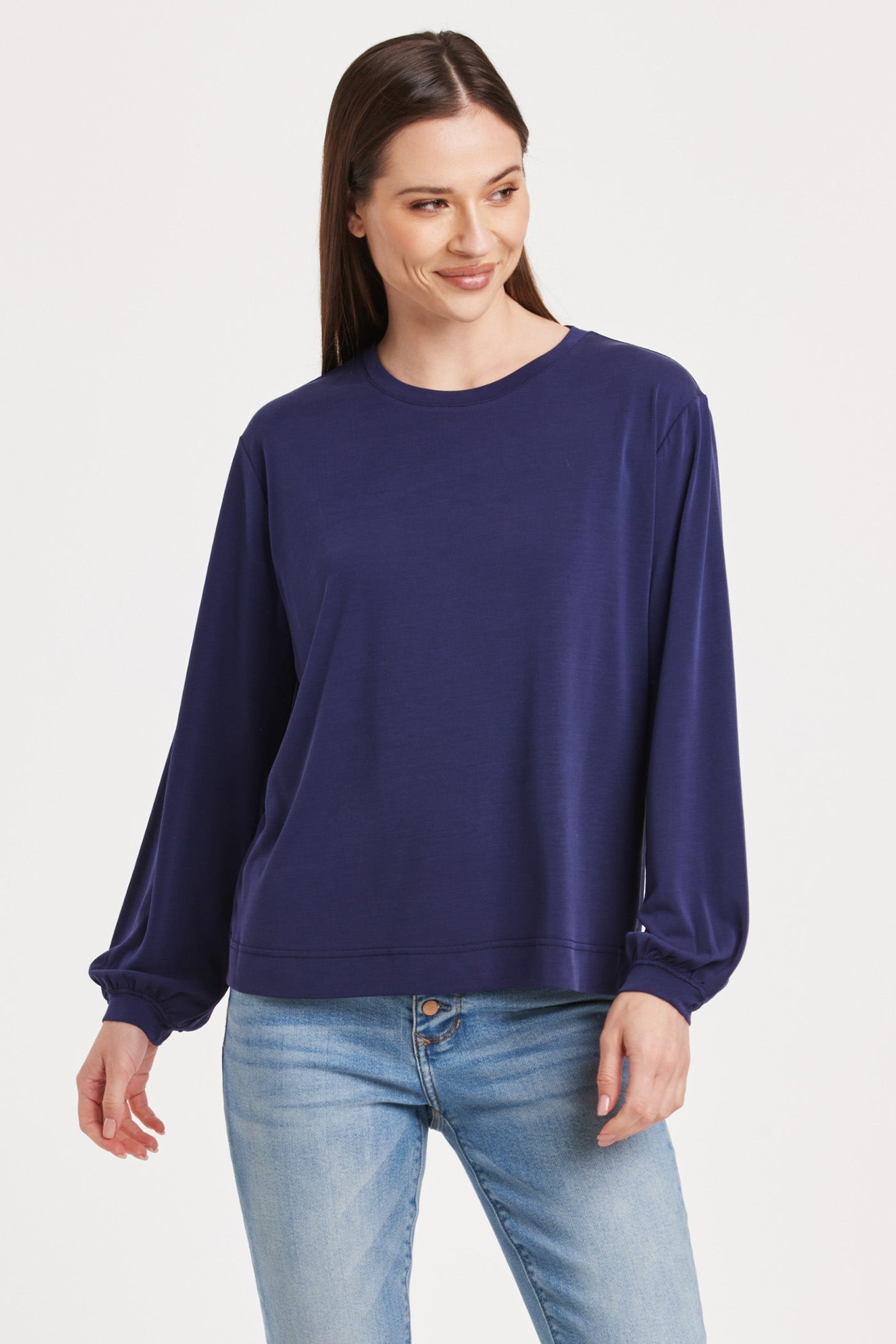 matilda-shirred-long-sleeve-top-electric-indigo