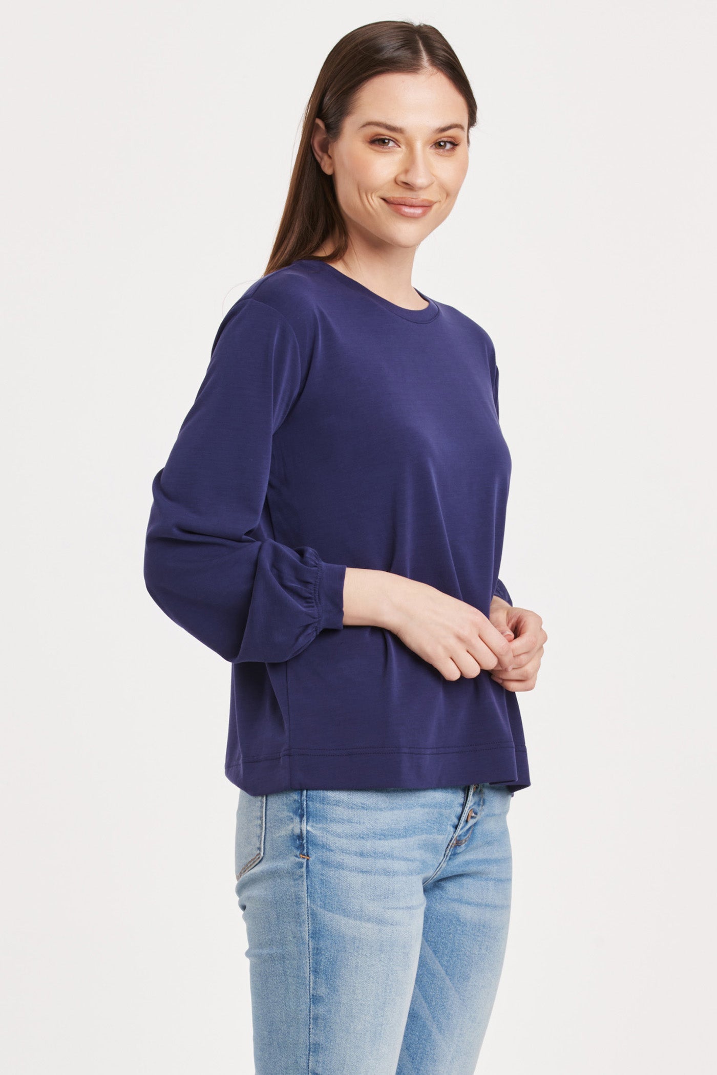 matilda-shirred-long-sleeve-top-electric-indigo