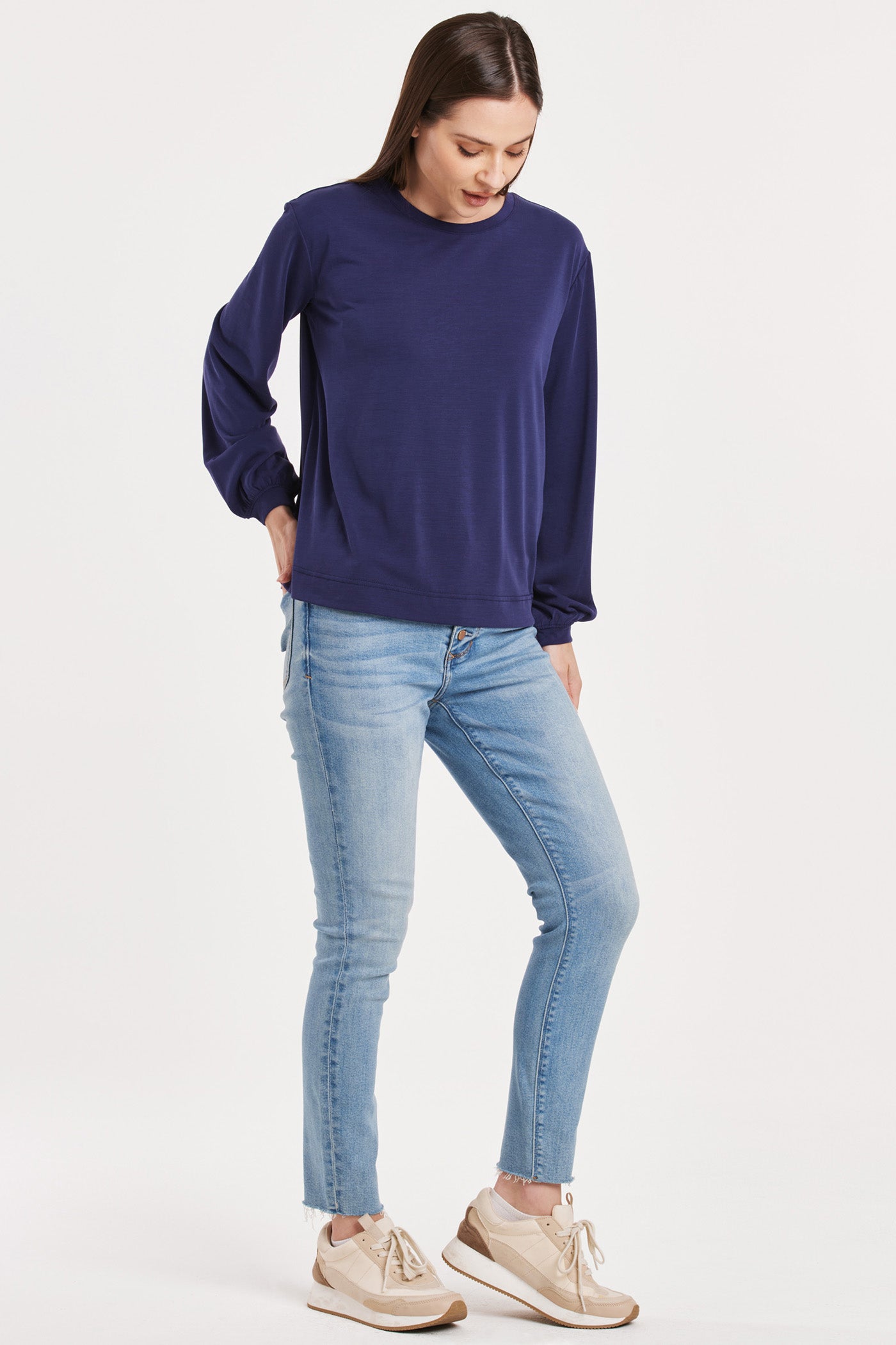 matilda-shirred-long-sleeve-top-electric-indigo