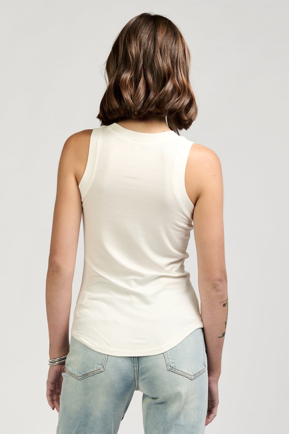 CLEO RIBBED TANK WHITE