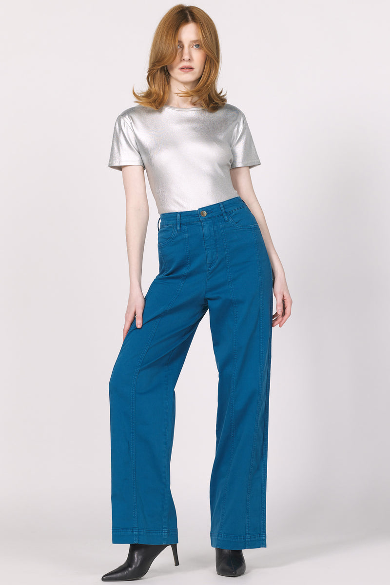 BIANCA SHORT SLEEVE METALLIC TEE SILVER FOIL