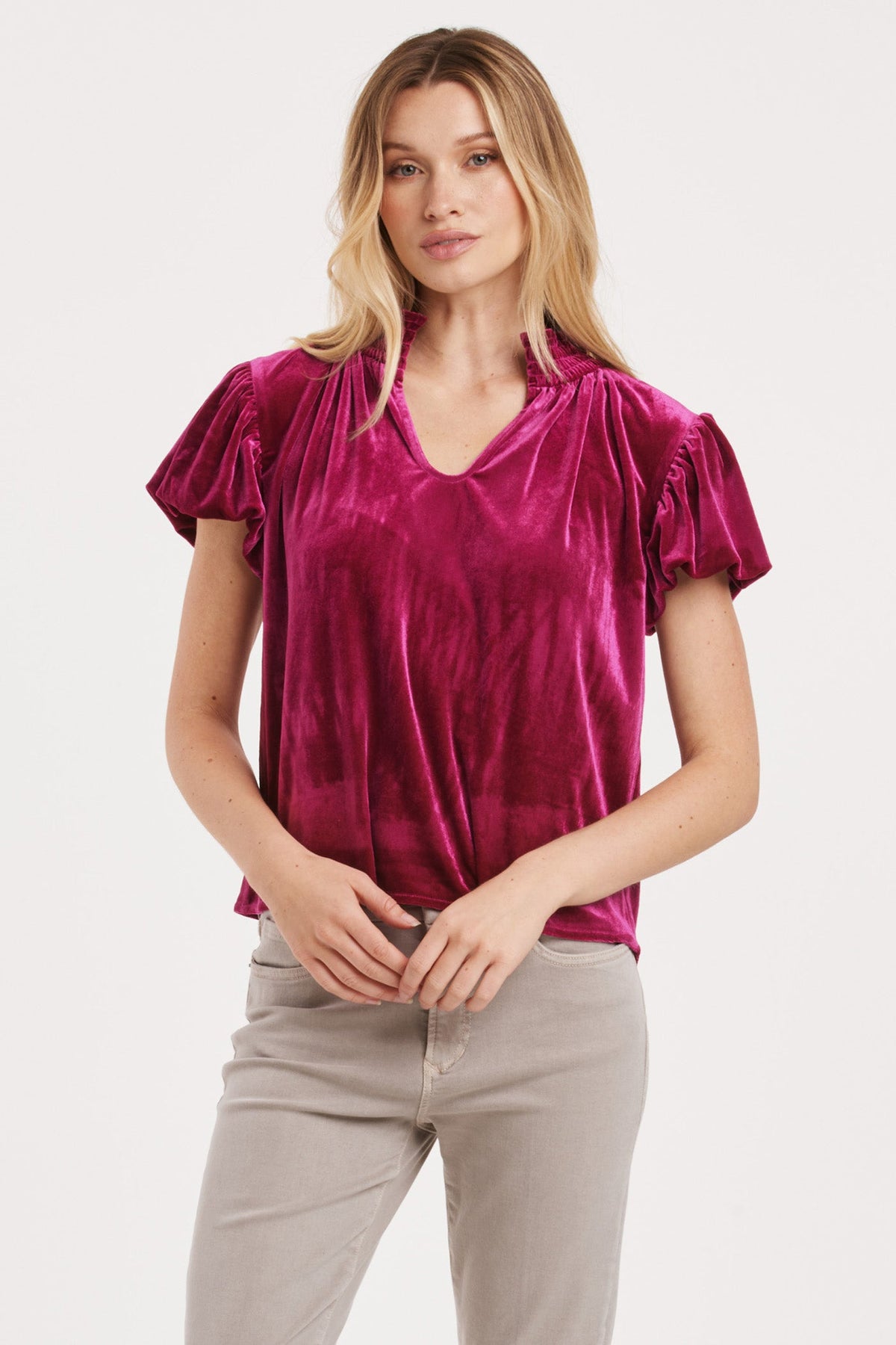 eira-v-neck-short-puff-sleeve-smocking-neck-top-blackberry-velvet