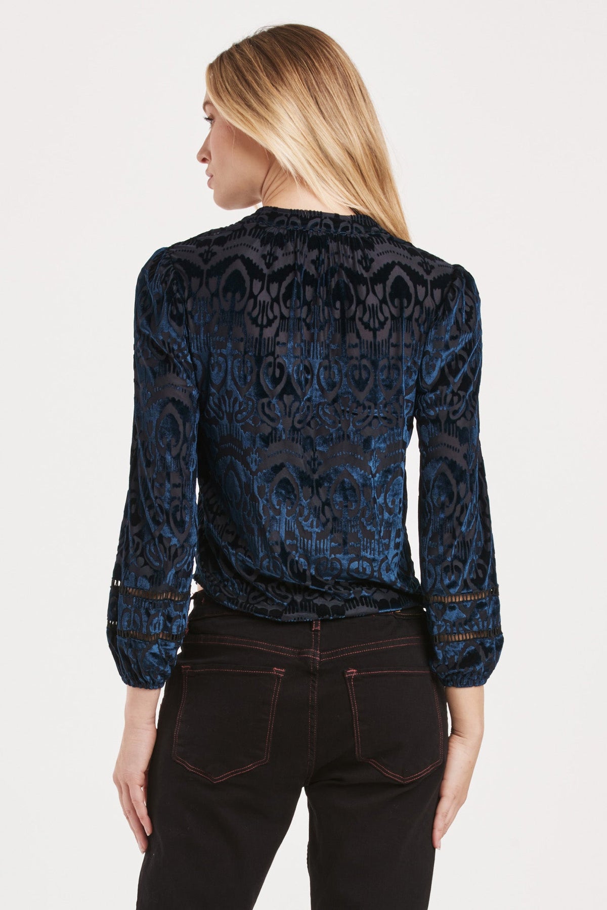 eliza-long-puff-sleeve-button-front-top-sapphire-symphony