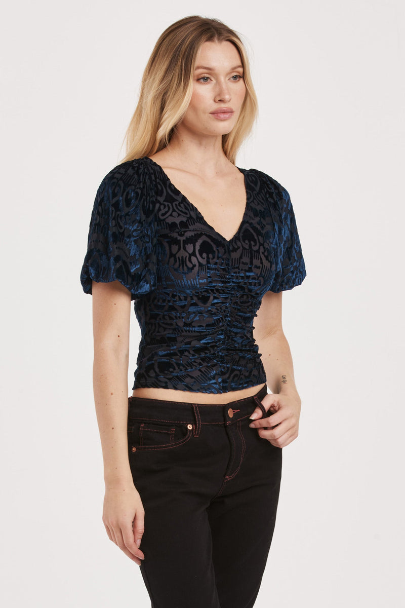 gergana-short-sleeve-shirred-top-sapphire-symphony