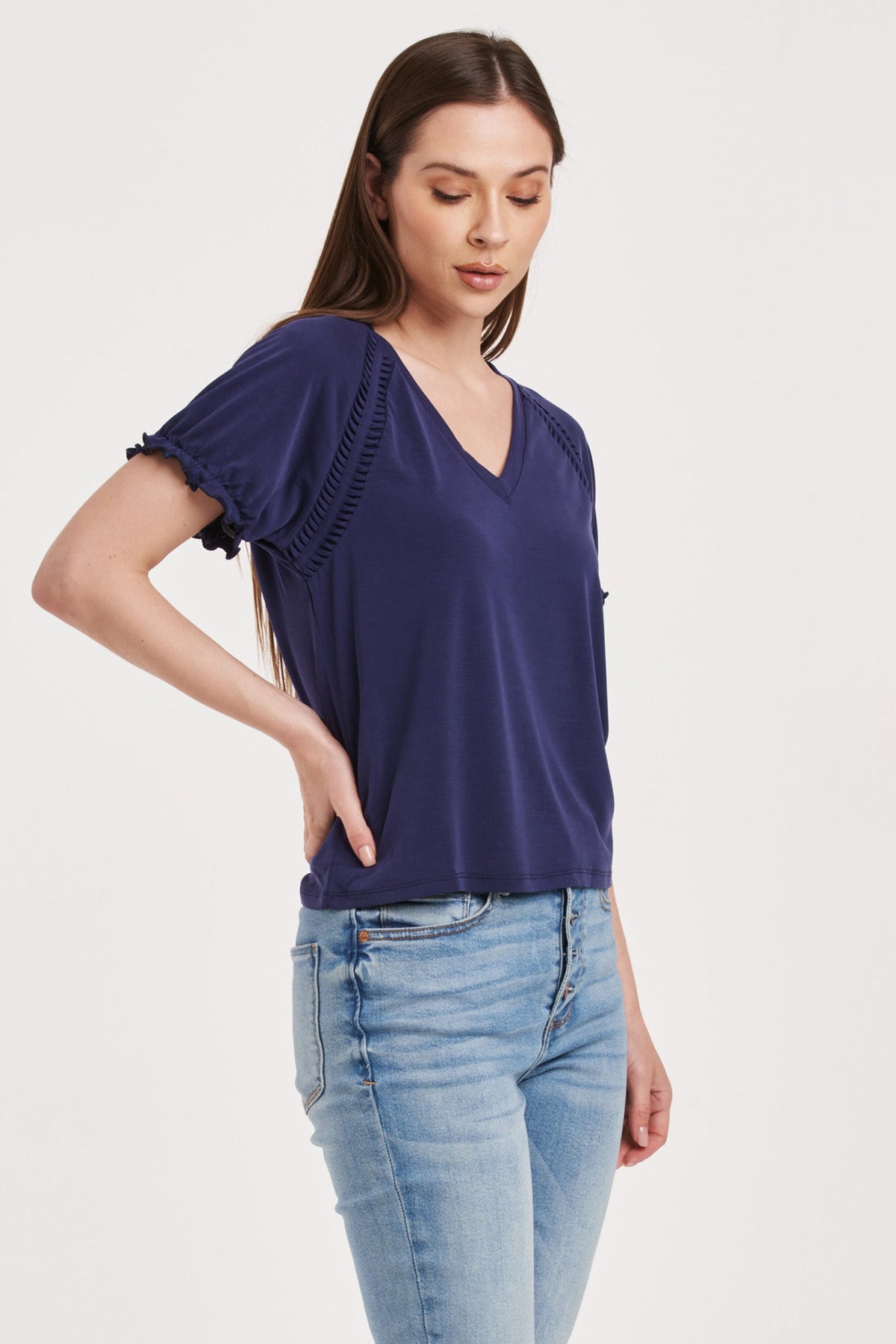 janara-v-neck-ruffle-sleeve-top-electric-indigo