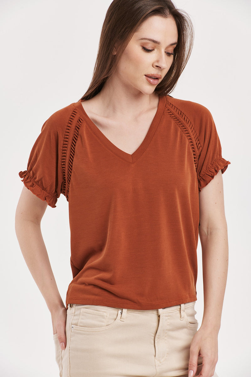 janara-v-neck-ruffle-sleeve-top-roasted-pecan