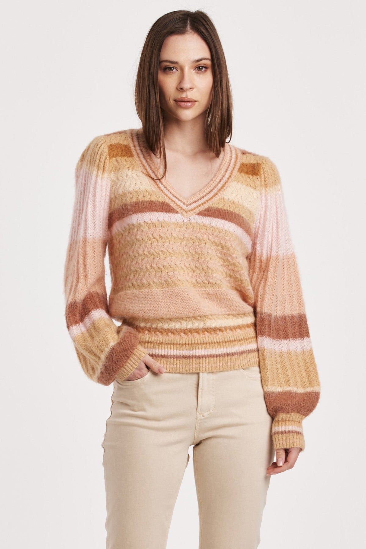 geneva-puff-sleeve-mix-stripe-sweater-copper-rose