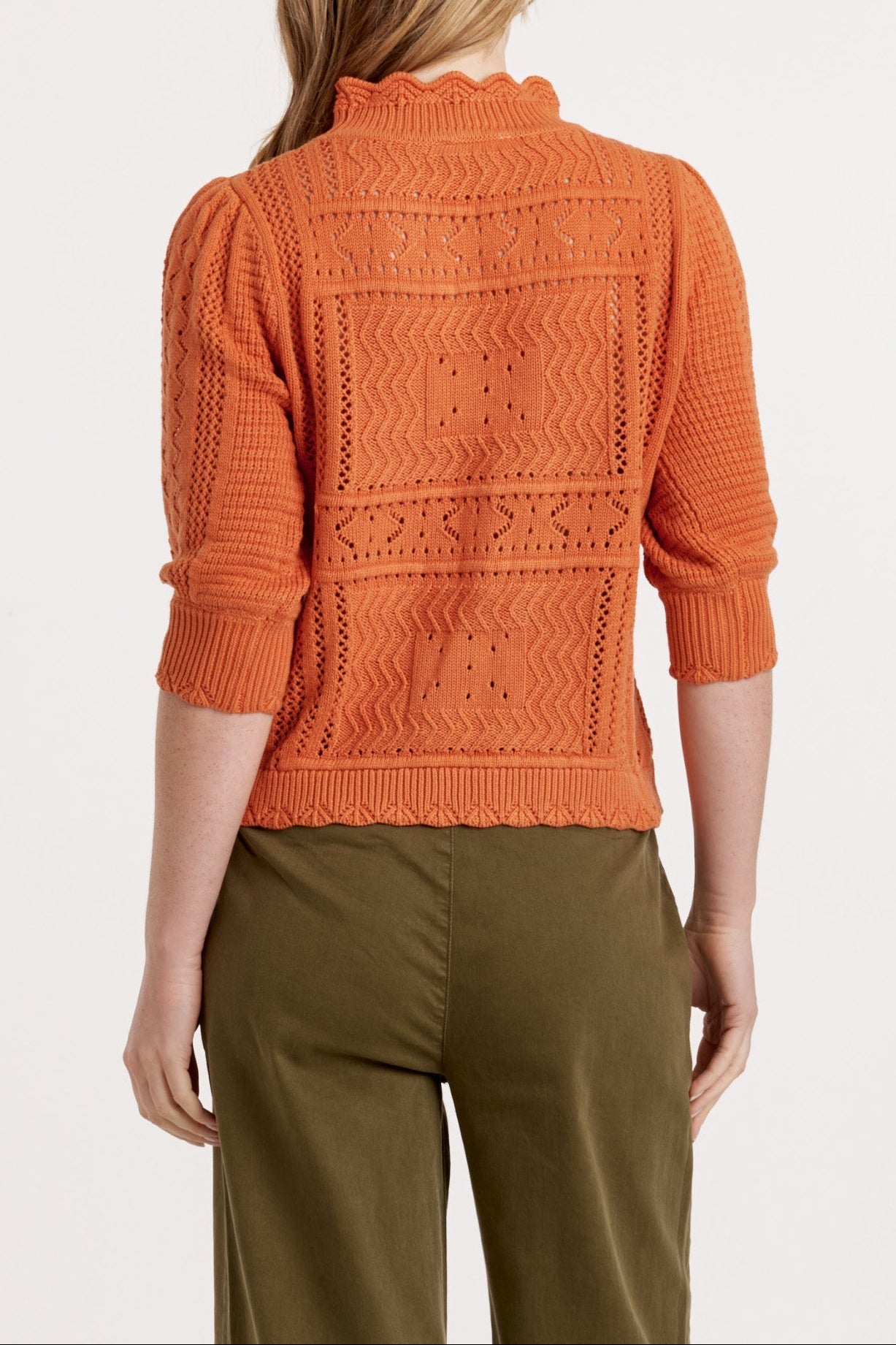 CAMELIA SWEATER PUMPKIN POINTELLE