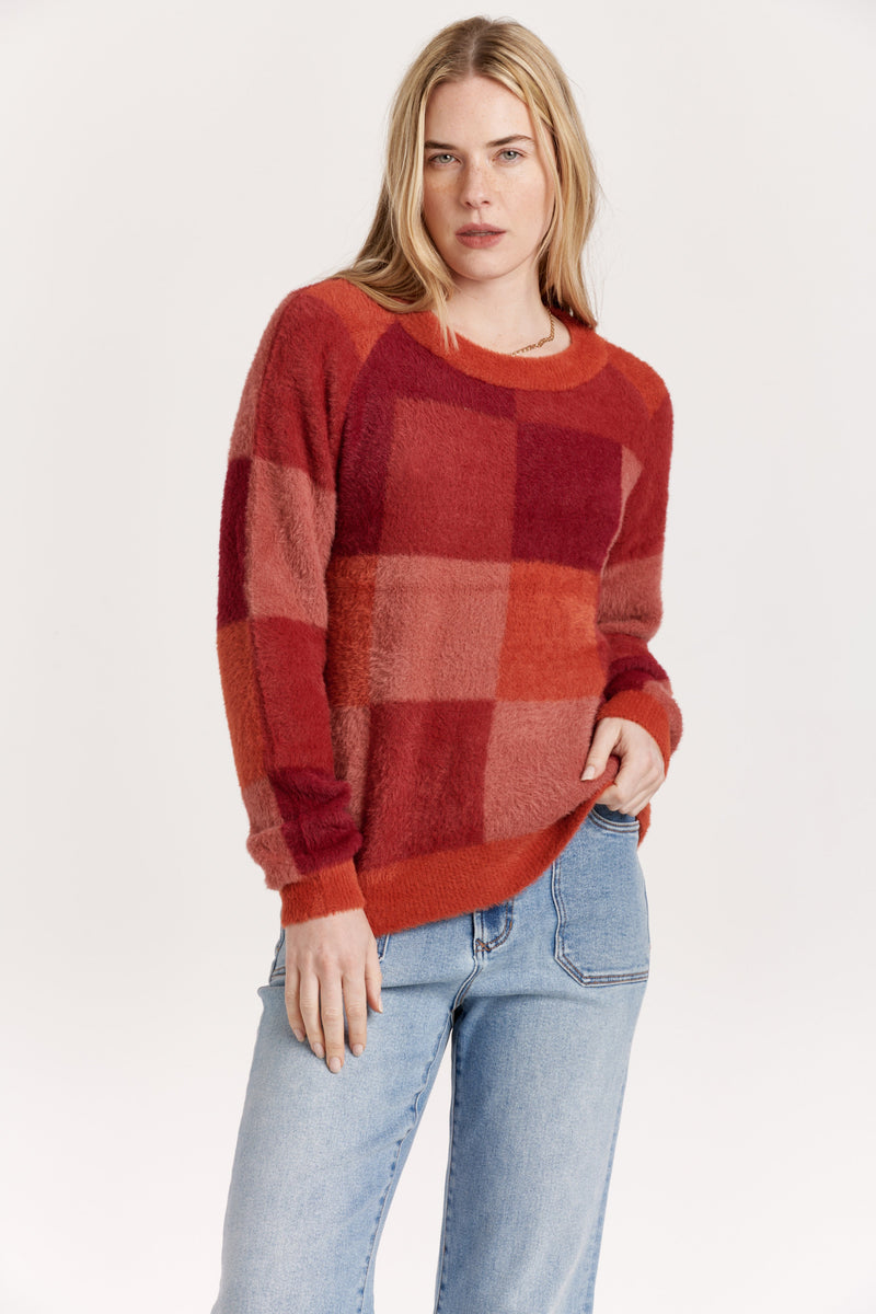 tamera-raglan-sleeve-fuzzy-sweater-ruby-pink-check