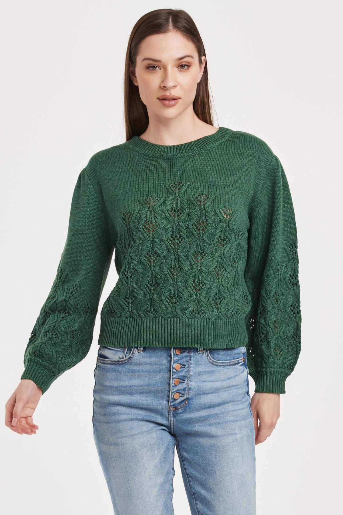 krista-pointelle-puff-sleeve-sweater-clover