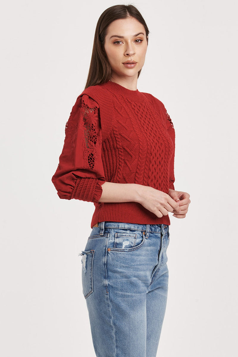 natasha-embroidered-puff-sleeves-cable-knit-sweater-vermilion