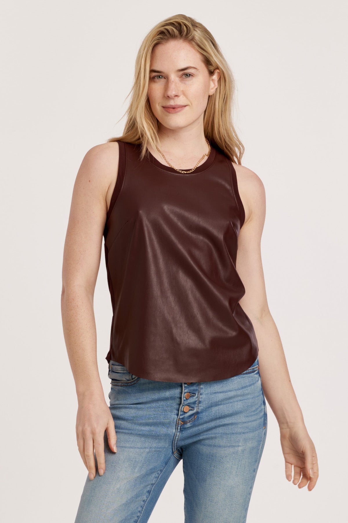 carmela-pleather-tank-w/-curved-hem-&-contrast-back-compote