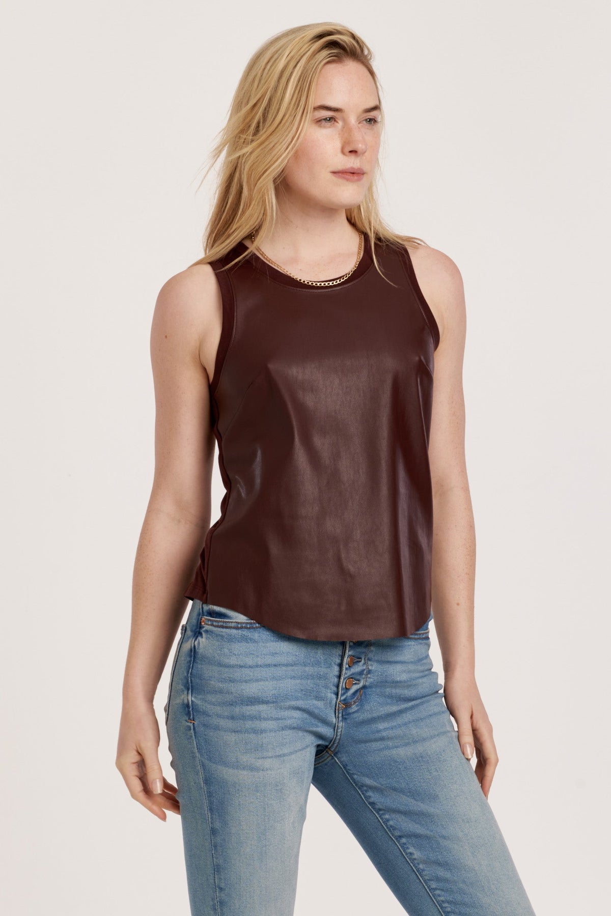 carmela-pleather-tank-w/-curved-hem-&-contrast-back-compote