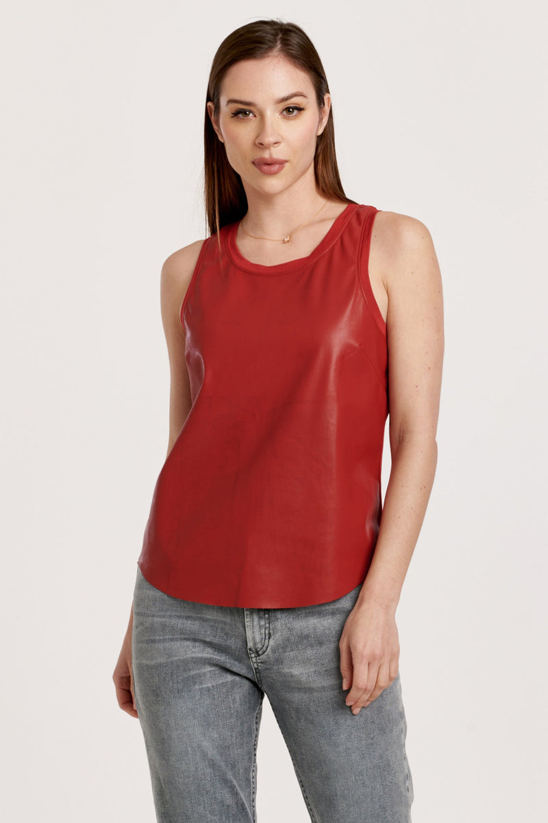 carmela-pleather-tank-w/-curved-hem-&-contrast-back-pomegranate