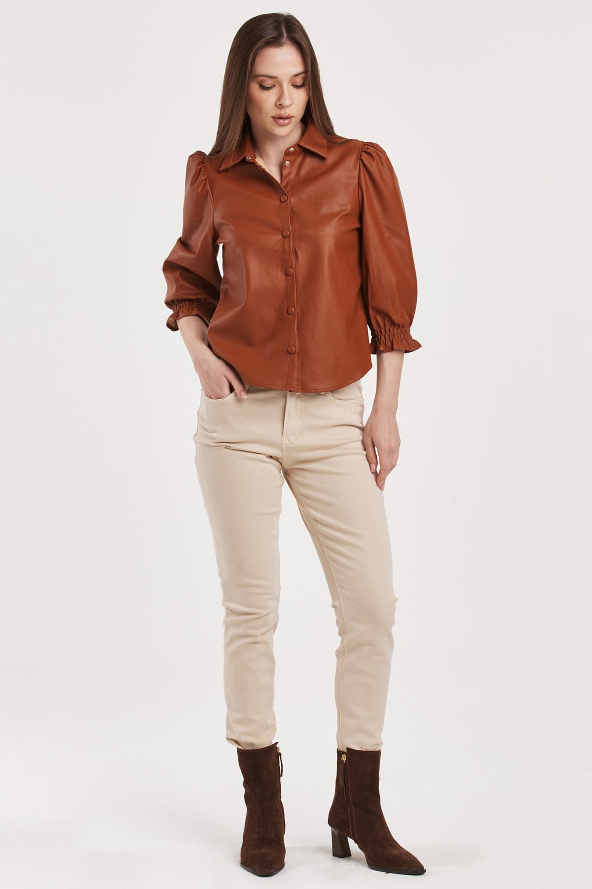 yara-puff-sleeve-button-up-top-roasted-pecan-vegan-leather