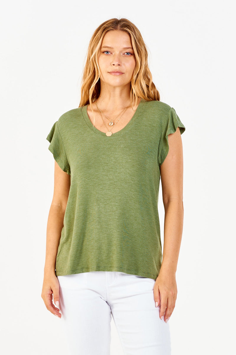 jaqui-flutter-sleeve-top-olive-oil-front-image-another-love-clothing