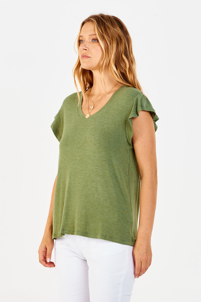 jaqui-flutter-sleeve-top-olive-oil-side-image-another-love-clothing