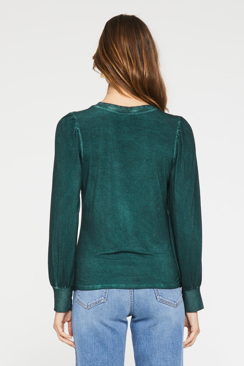 mica-ruched-long-sleeve-top-emerald-back-image-another-love-clothing