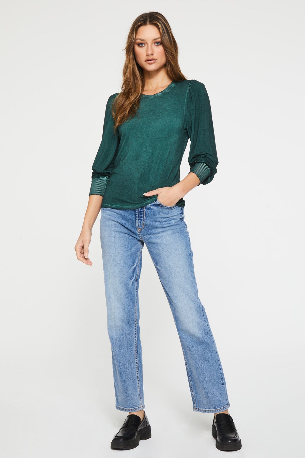 mica-ruched-long-sleeve-top-emerald-full-image-another-love-clothing