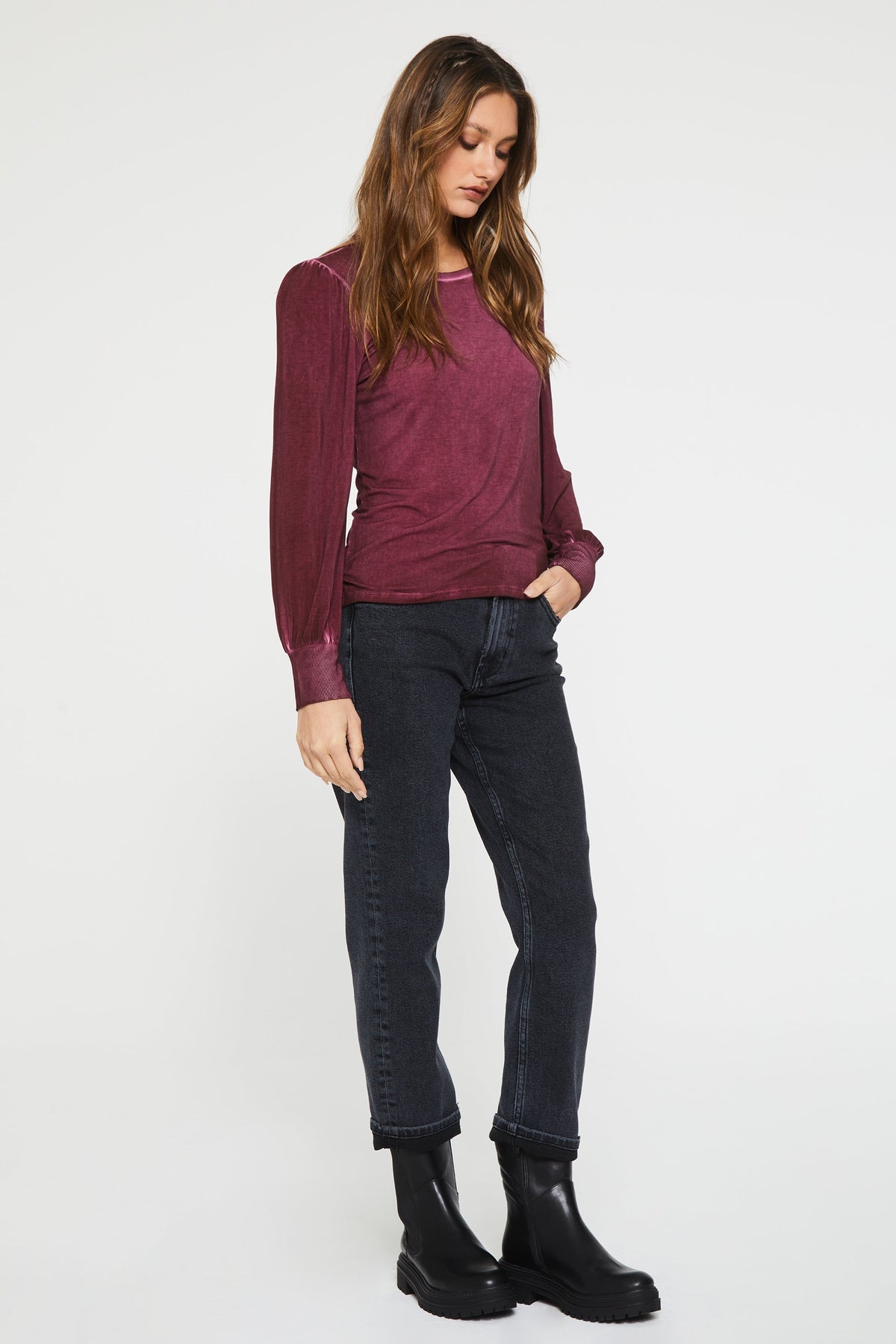 mica-ruched-long-sleeve-top-tawny-port-full-image-another-love-clothing