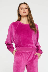 camille-raglan-sweatshirt-magenta-front-image-another-love-clothing