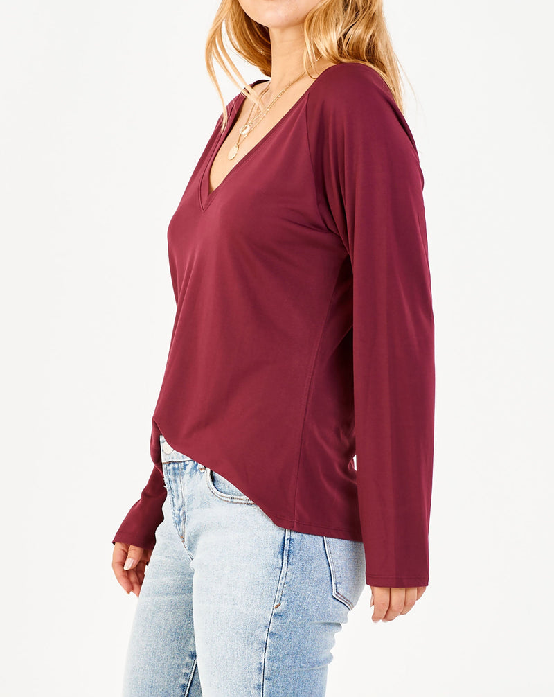 liv-double-vneck-top-tawny-port-side-image-another-love-clothing