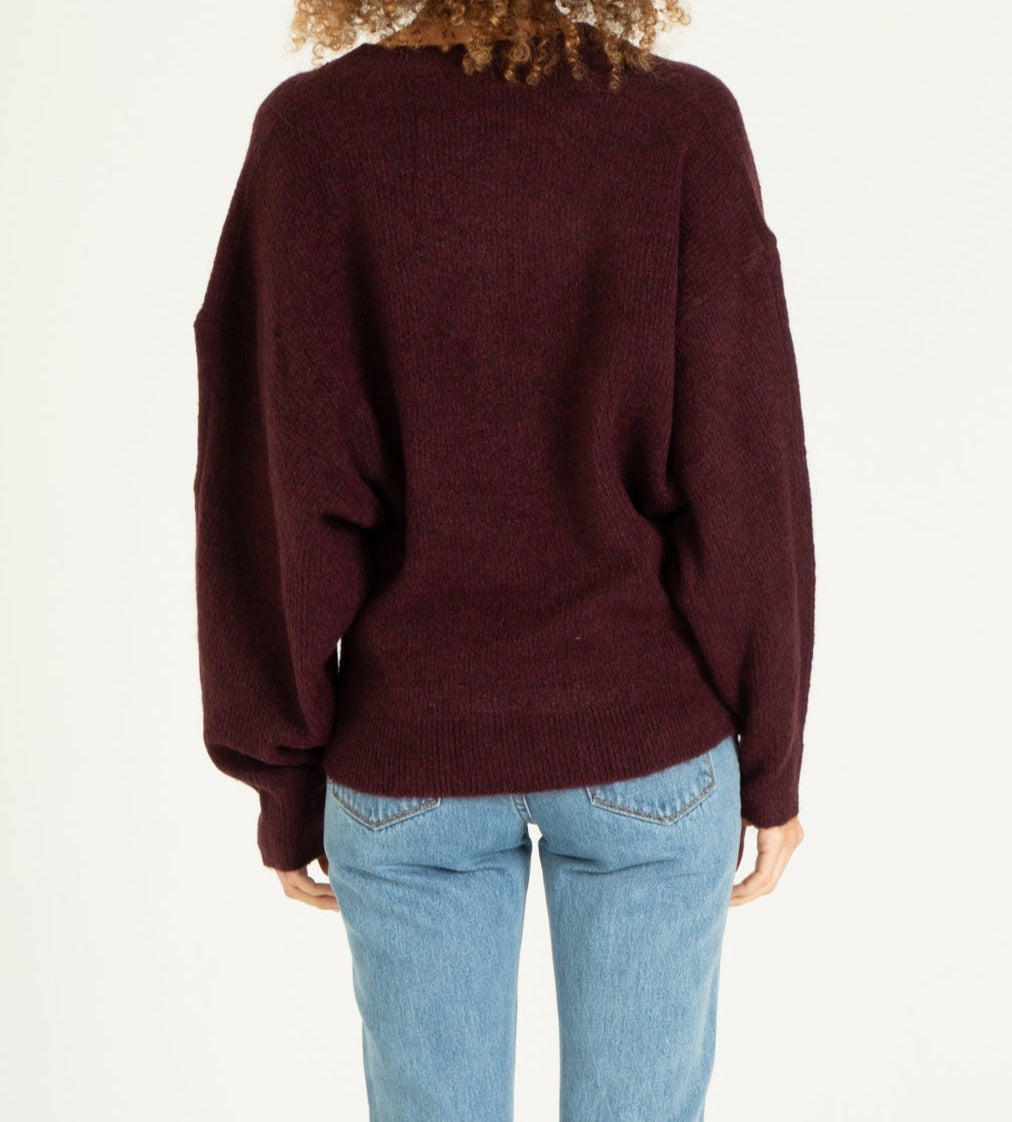 POPPY v neck pullover sweater in maroon