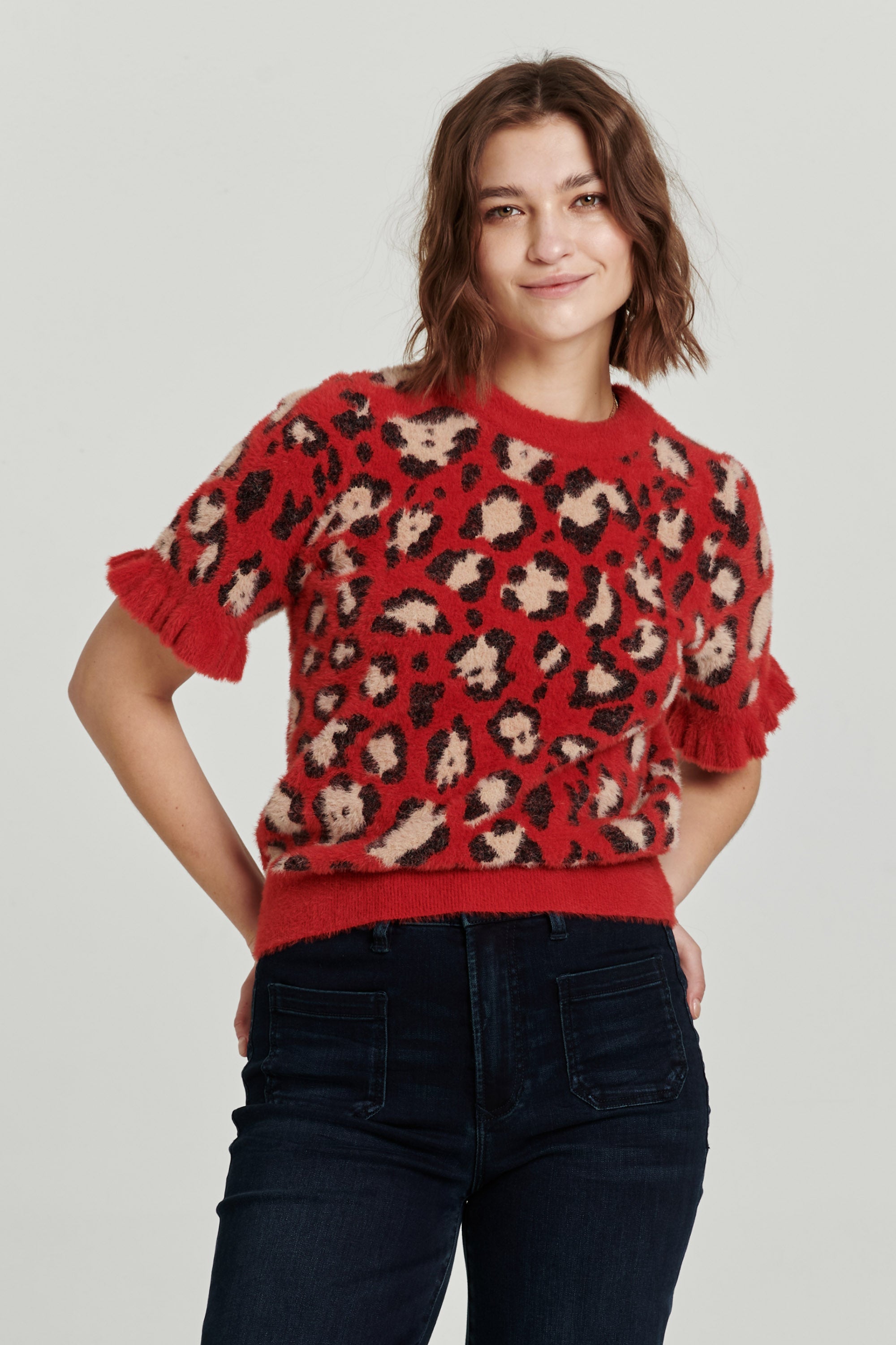 Red cheetah sale print sweater