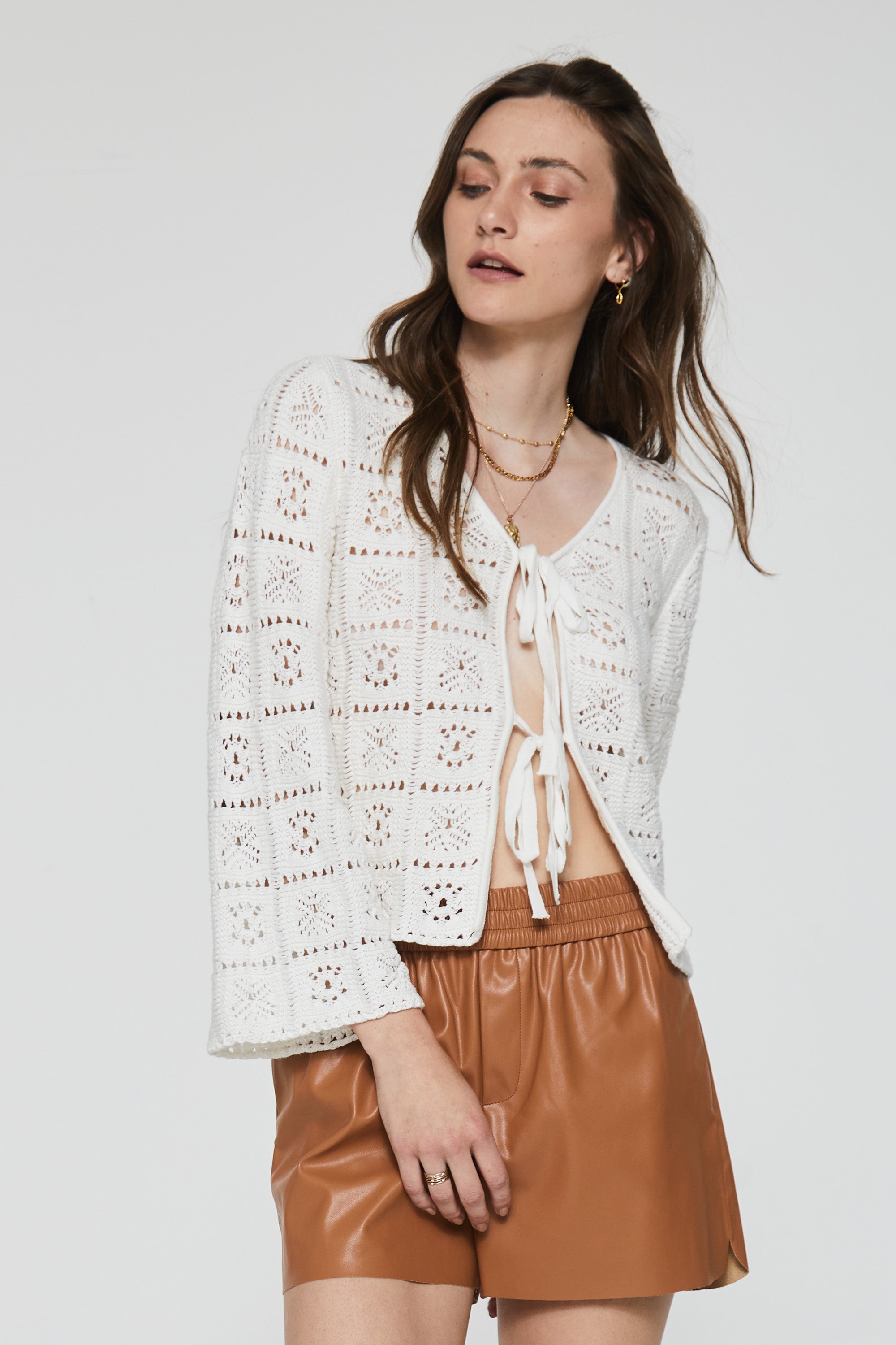 DAISY CROCHET CARDIGAN OFF WHITE