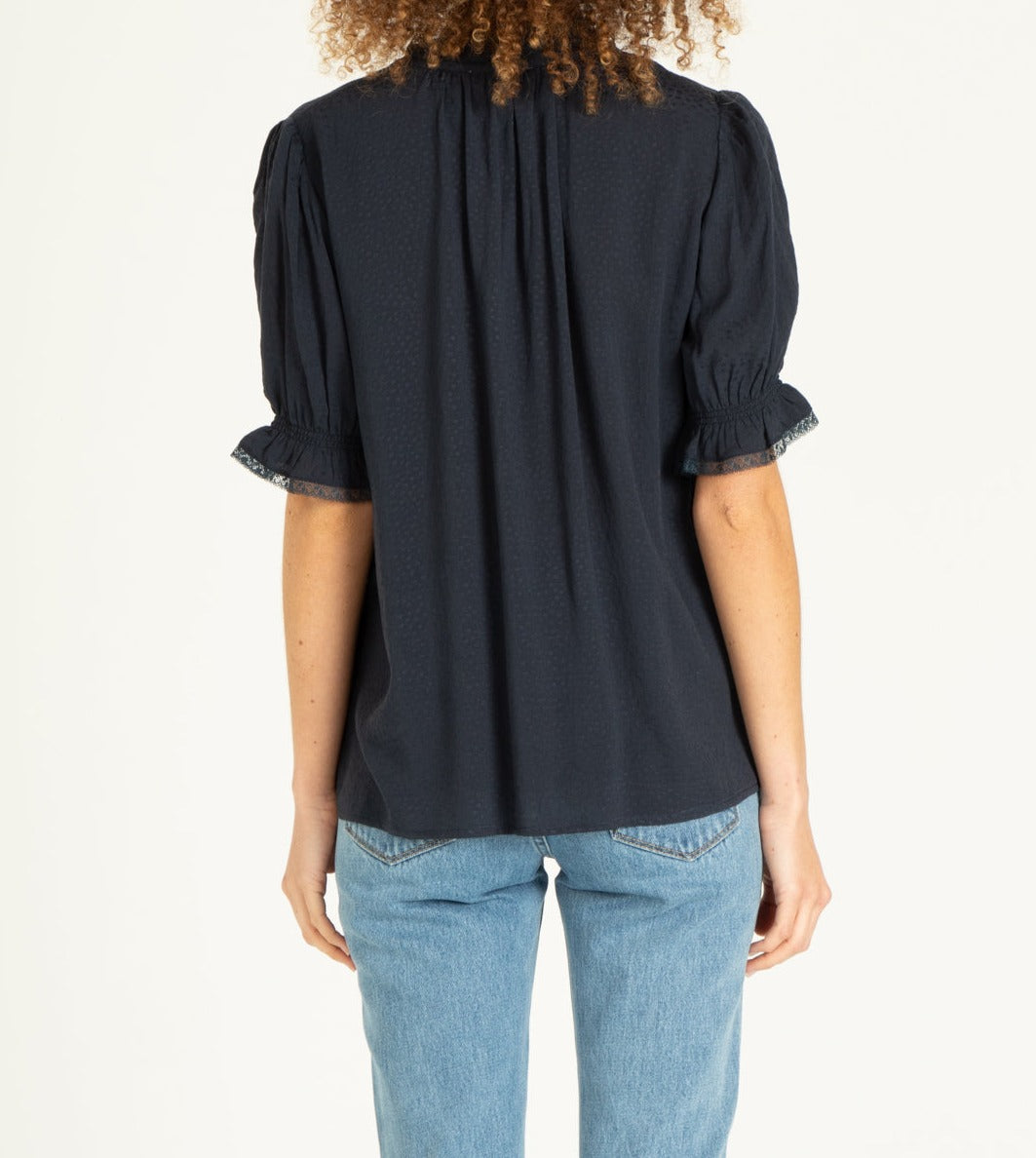 PAISLEE short sleeve blouse in black