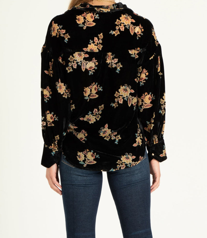 BRITTANY button front shirt in midnight glow burnout