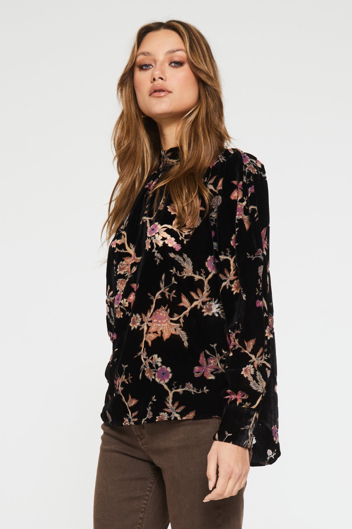 cerise-pleated-sleeve-top-blossoms-burnout
